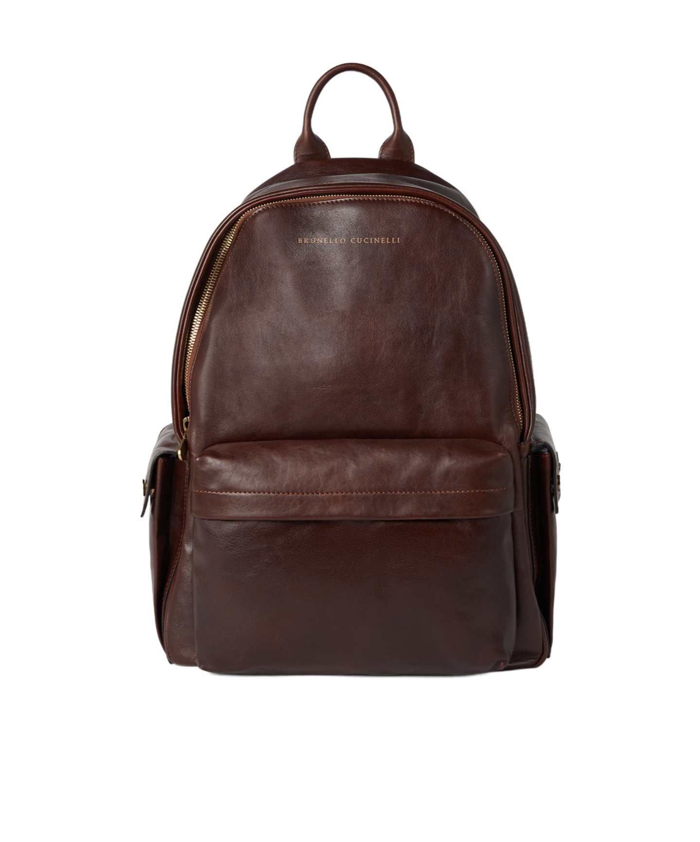 Brunello Cucinelli Structured Leather Backpack With Zip And Flap Pockets In Burgundy