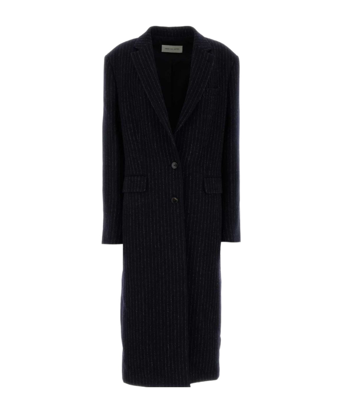Dries Van Noten Striped Coat In Black