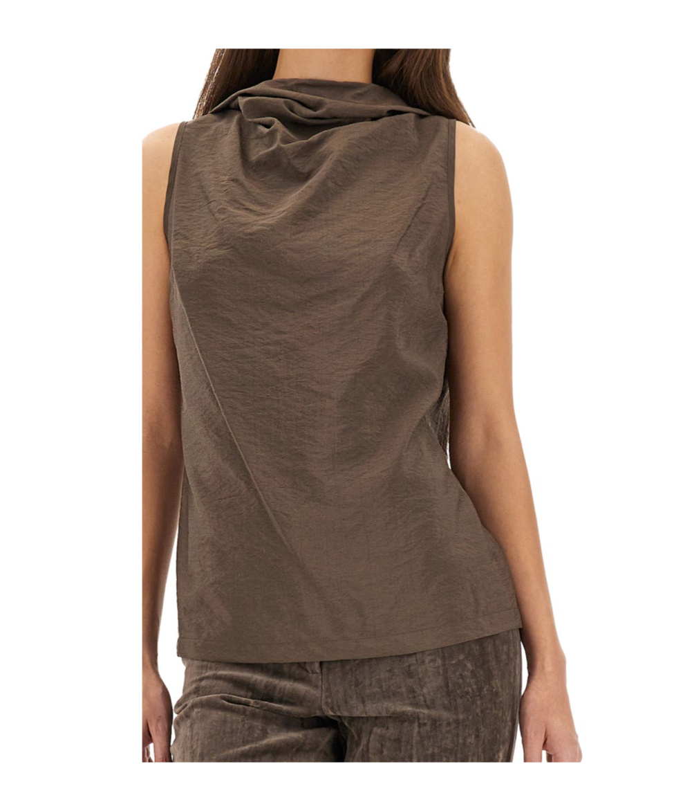 Alysi Pleated Detail Top In Brown