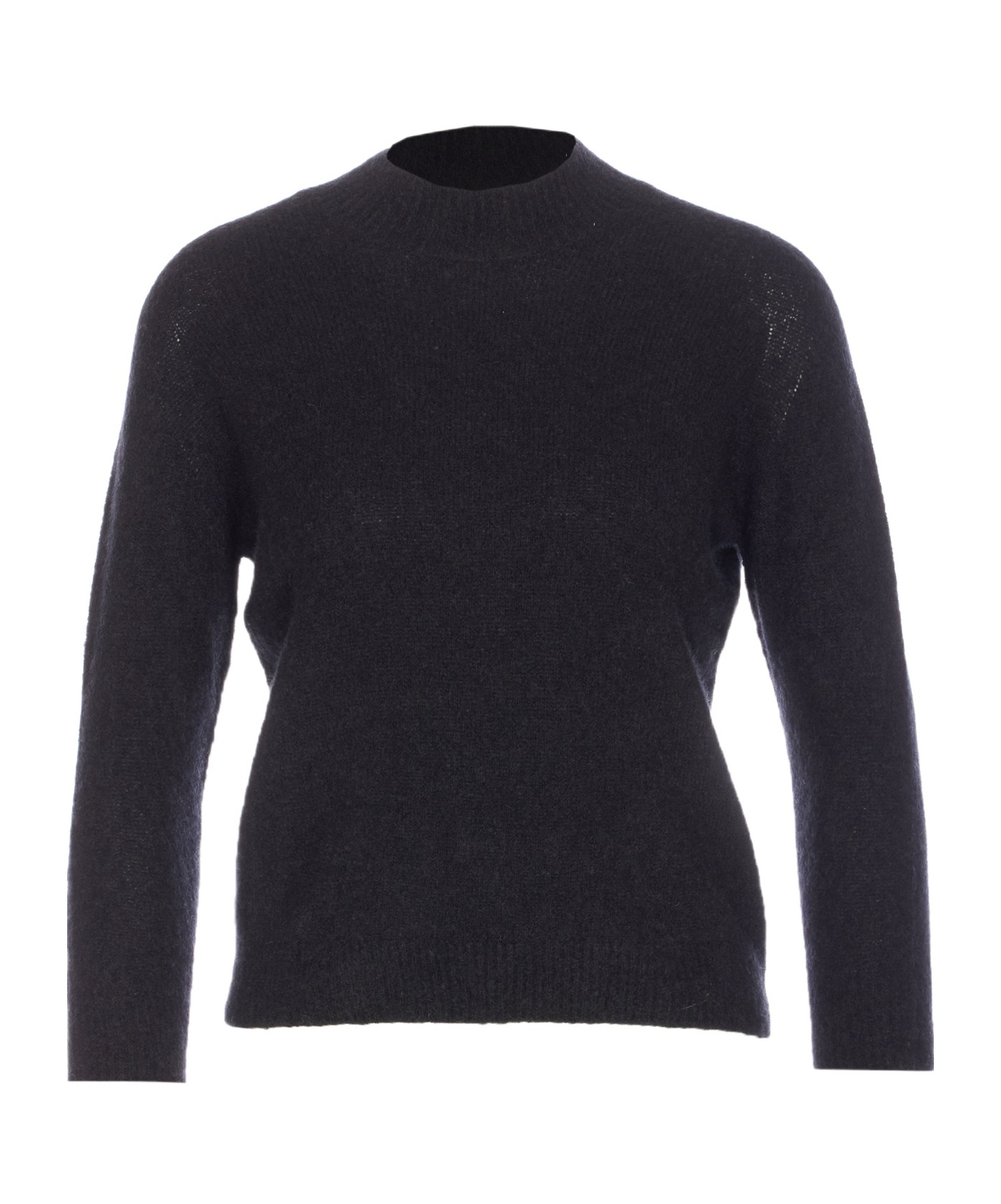 Roberto Collina Ribbed Hem Long Sleeve Crewneck Sweater In Black