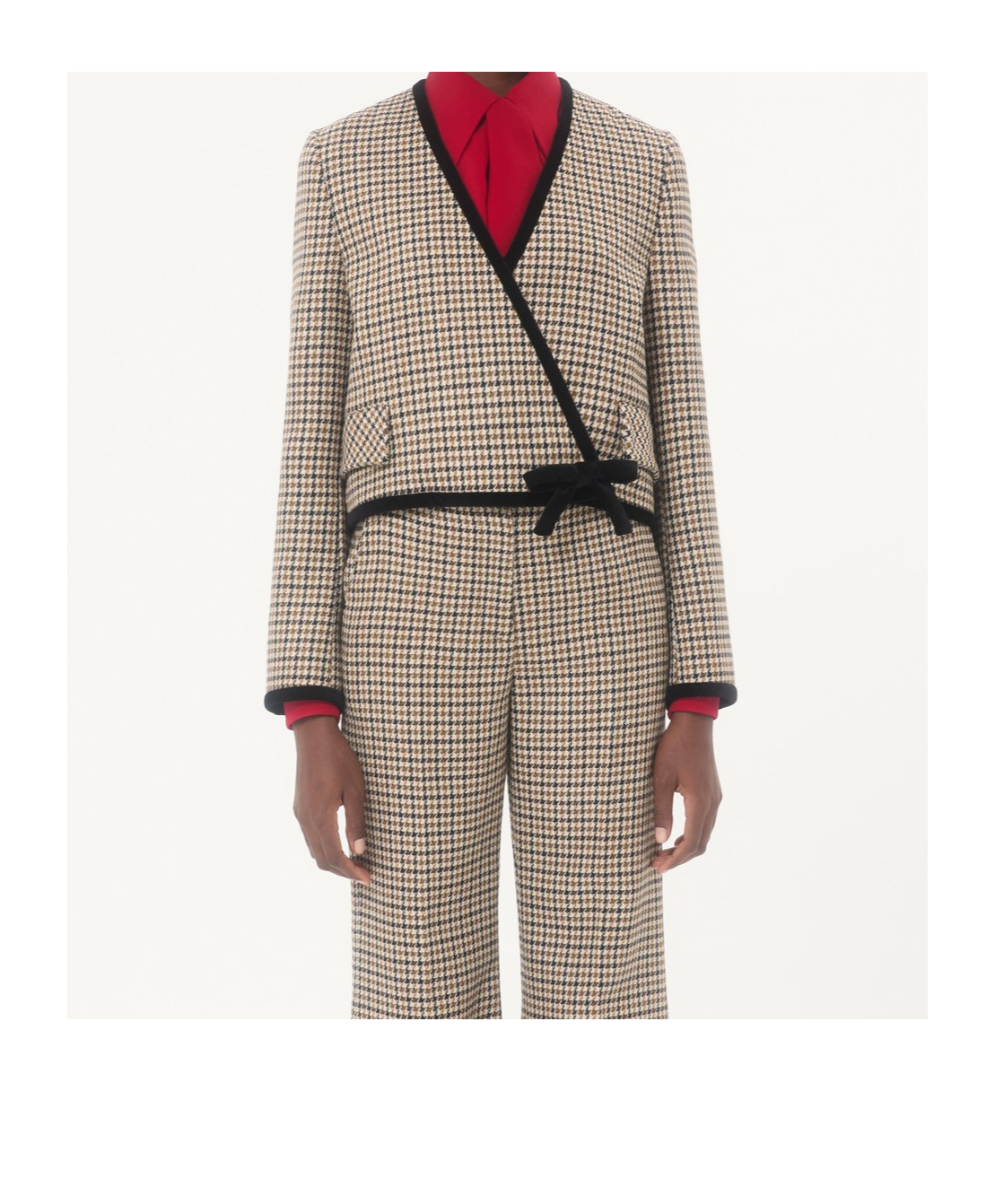 Valentino Short Houndstooth Jacket In Brown