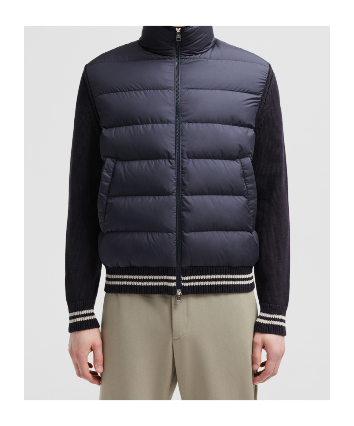 Moncler Cardigan En Coton Matelassé In Blue