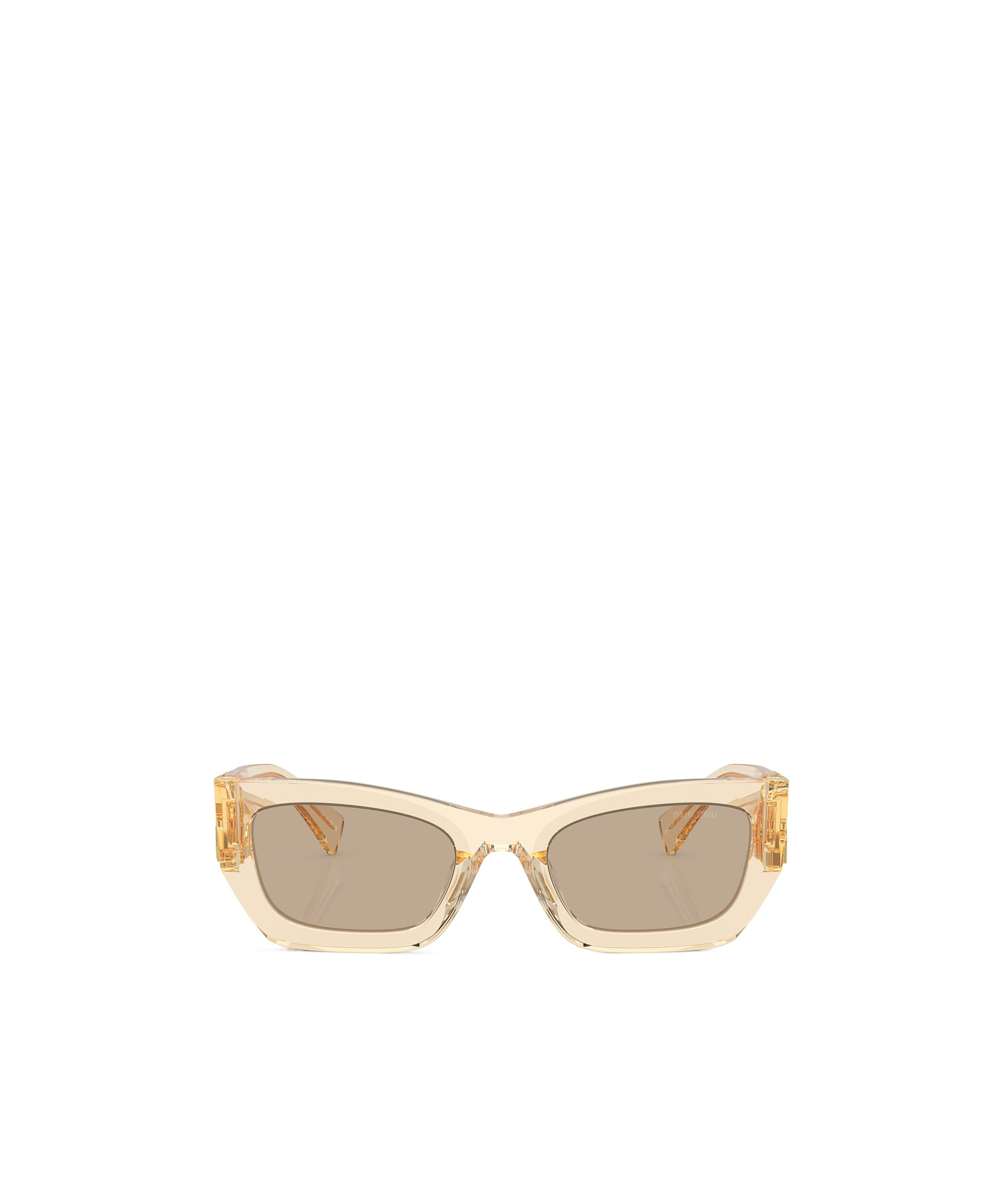 Miu Miu Logo-lettering Square-frame Sunglasses In Nude