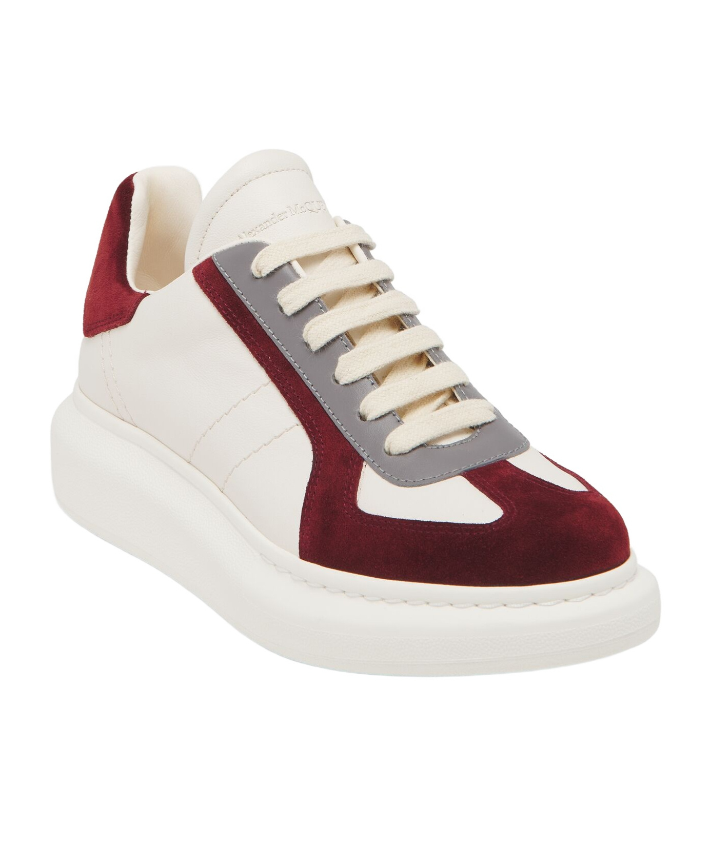 Alexander Mcqueen Oversized Retro Leather And Suede Sneakers In White