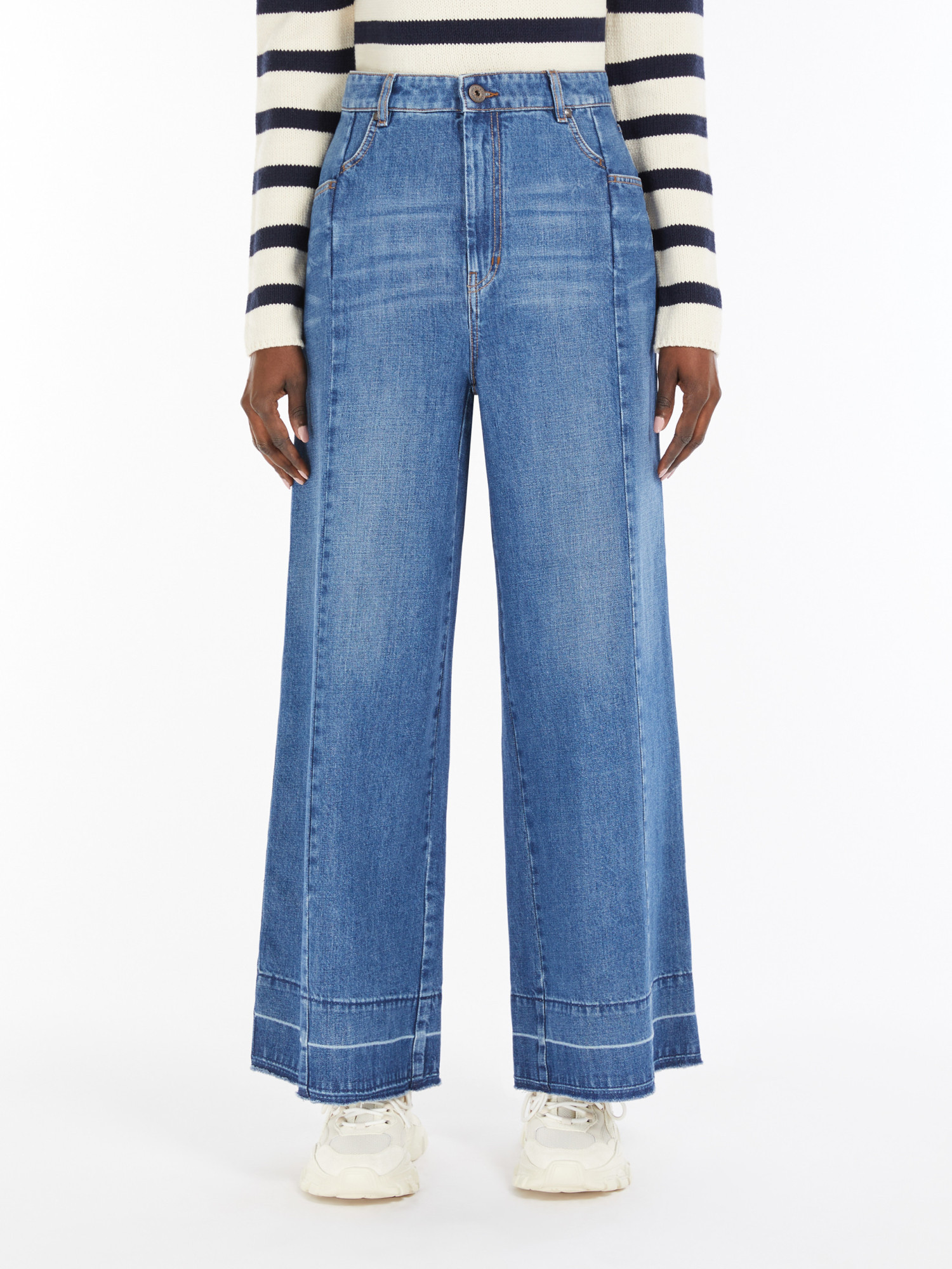 WEEKEND MAX MARA COTTON DENIM WIDE JEANS