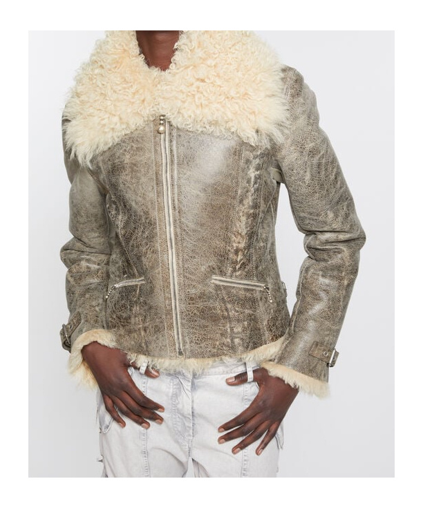 Acne Studios Vintage Leather Jacket In Nude