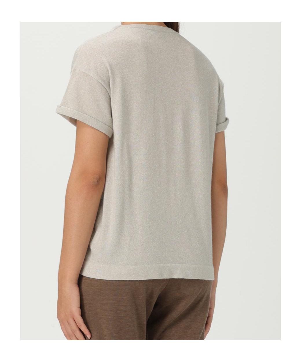 Brunello Cucinelli Round Neck Short Sleeve T-shirt In White