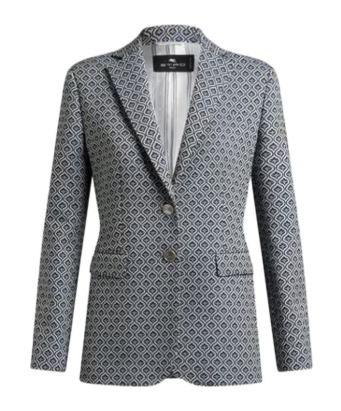Etro Single-breasted Jacquard Jacket In Multi