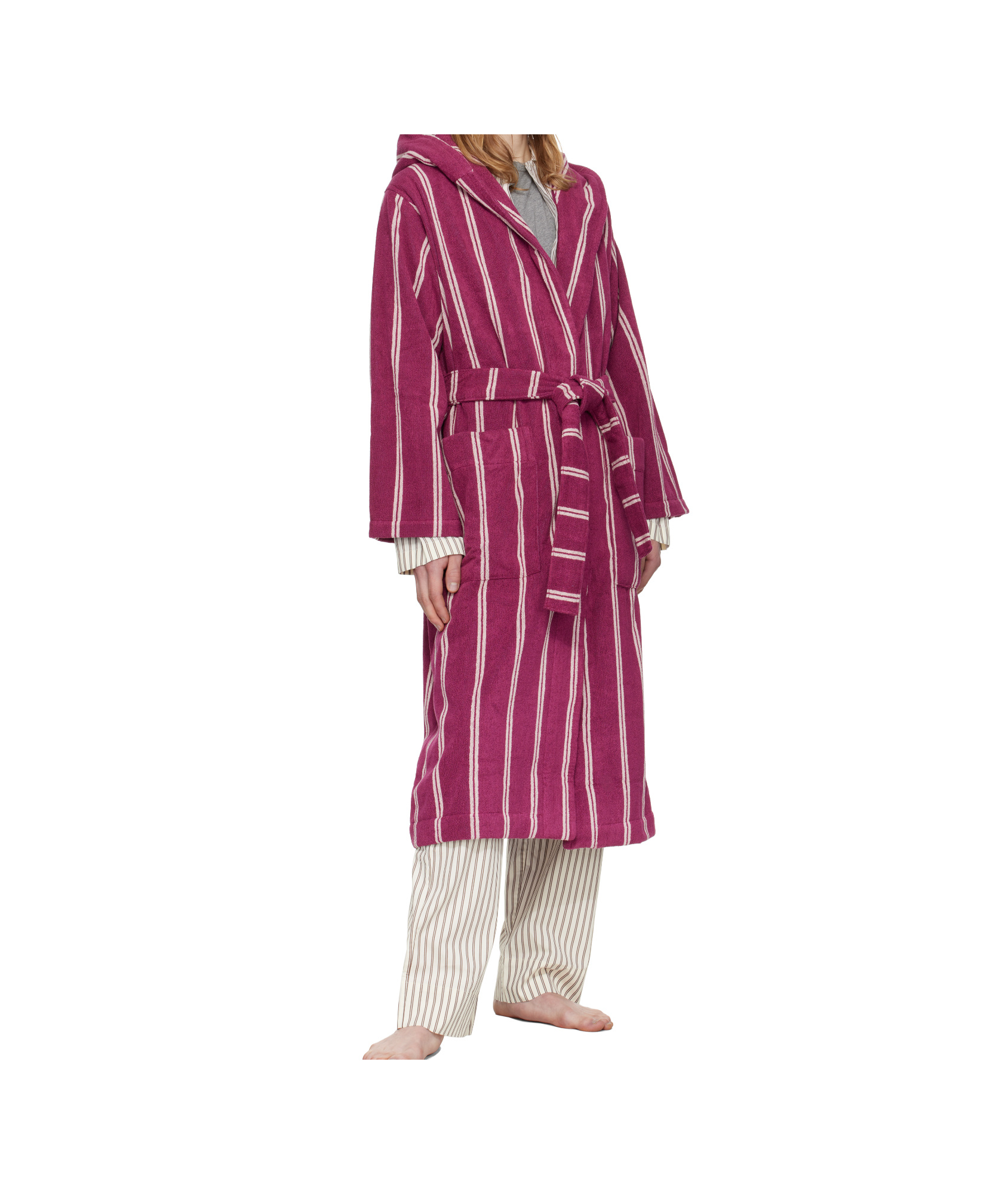 Tekla Hooded Bathrobe In Red