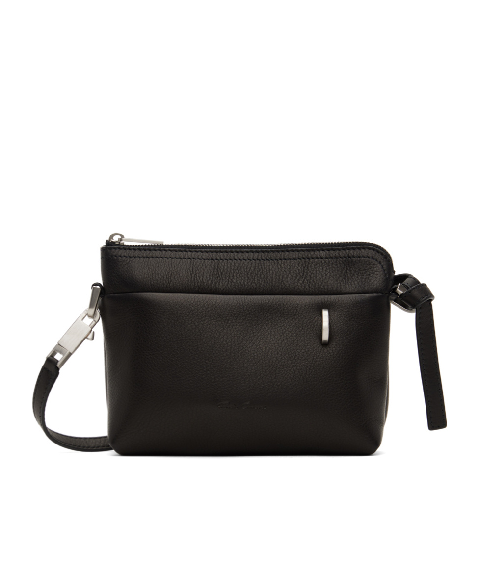 Rick Owens Small Adri Leather Cross Body Bag In Black