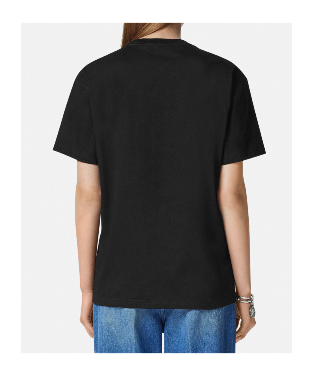 Versace Black Embellished Medusa T-shirt In Black