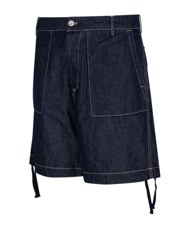 C.p. Company Cotton Denim Shorts With Concealed Button Fly In Black
