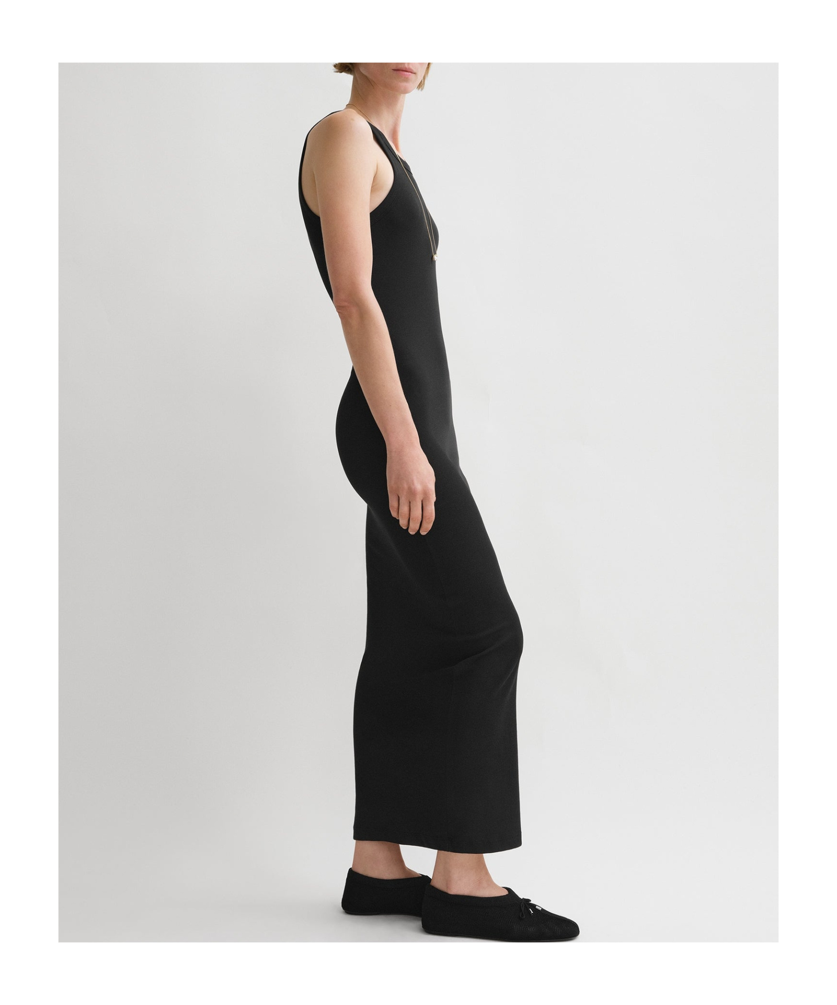 Shop Totême Sleeveless Organic Cotton Maxi Dress In Black