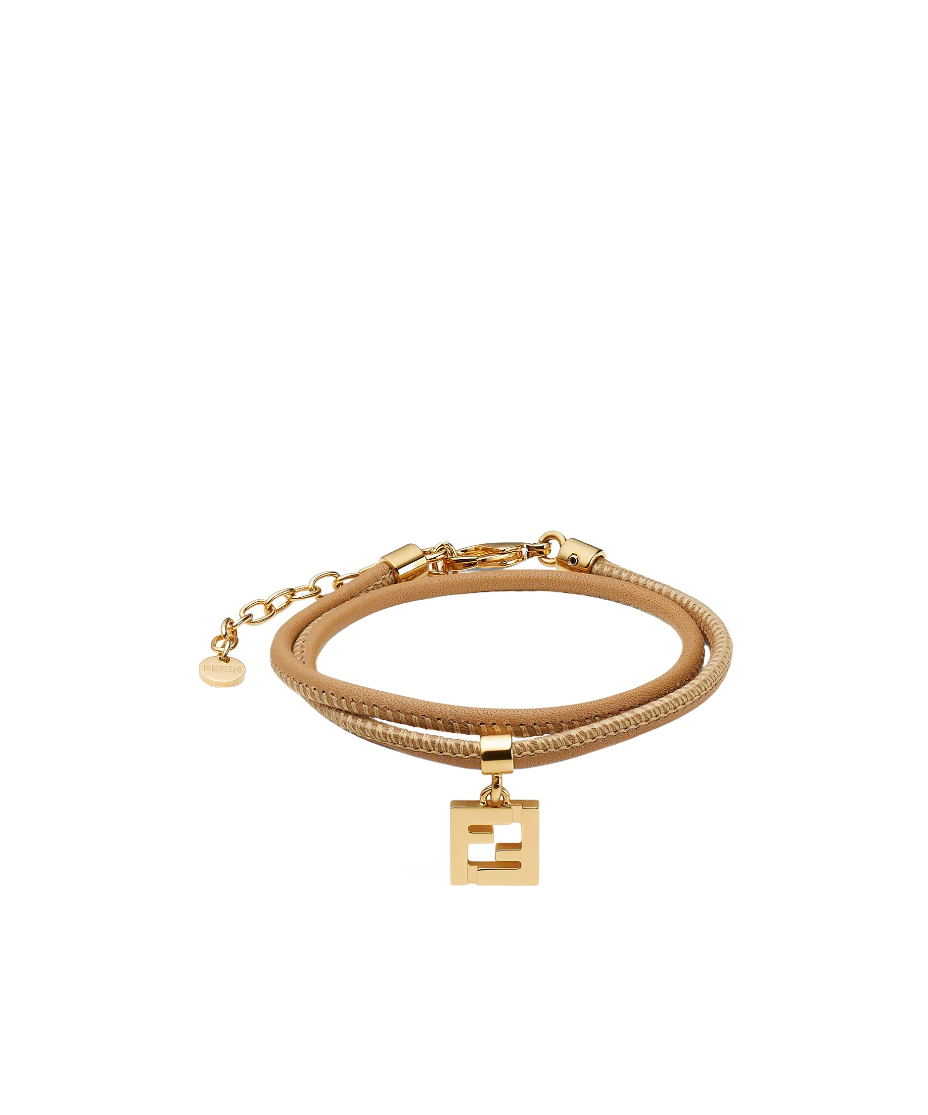 Fendi Forever Leather Bracelet In Yellow