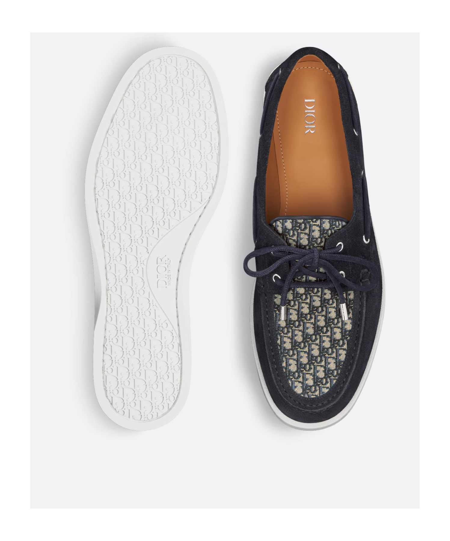 Dior Man Loafers Midnight Blue Size 8 Leather In Black