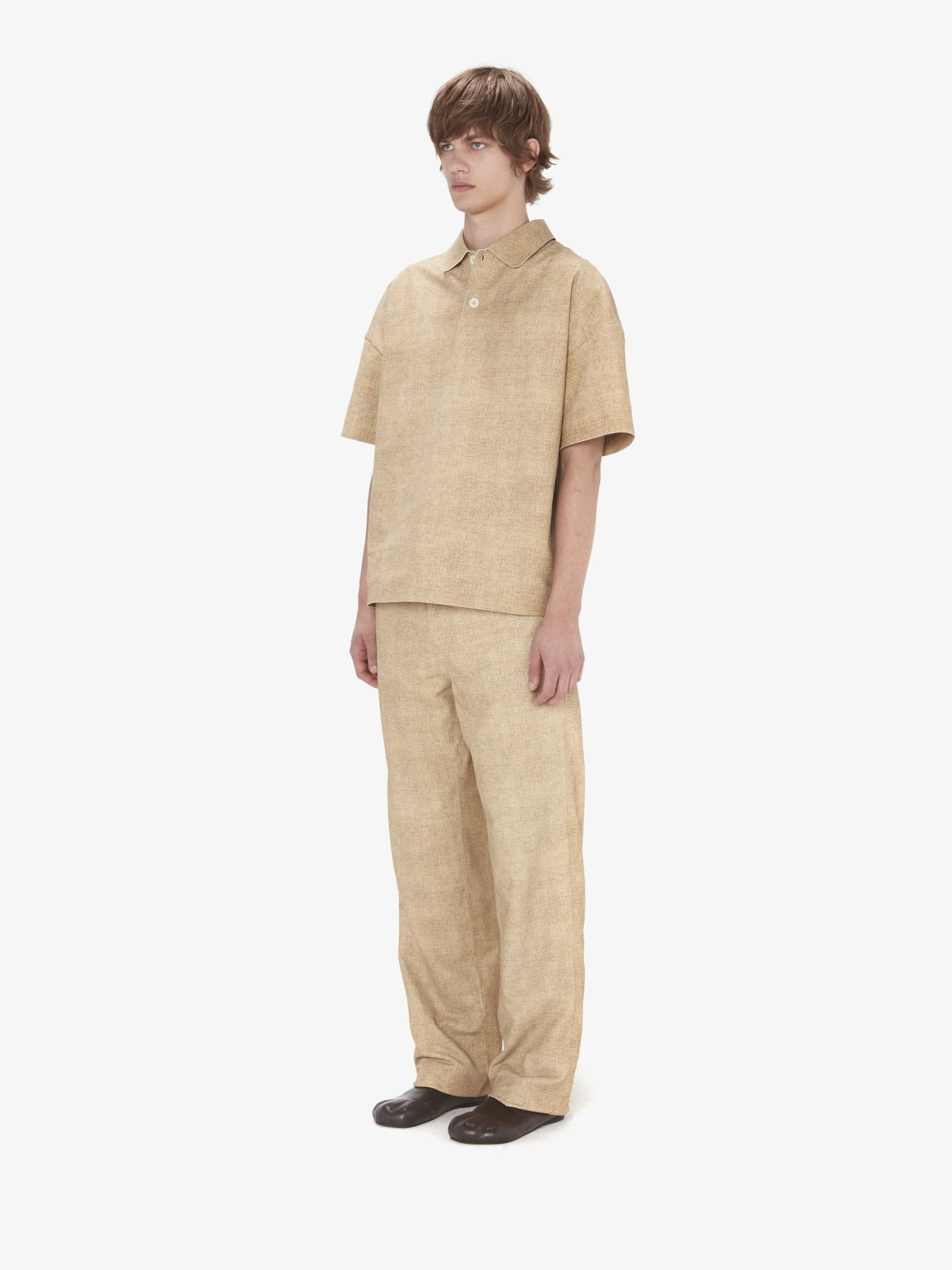 Jw Anderson Leather Straight-leg Trousers In Nude