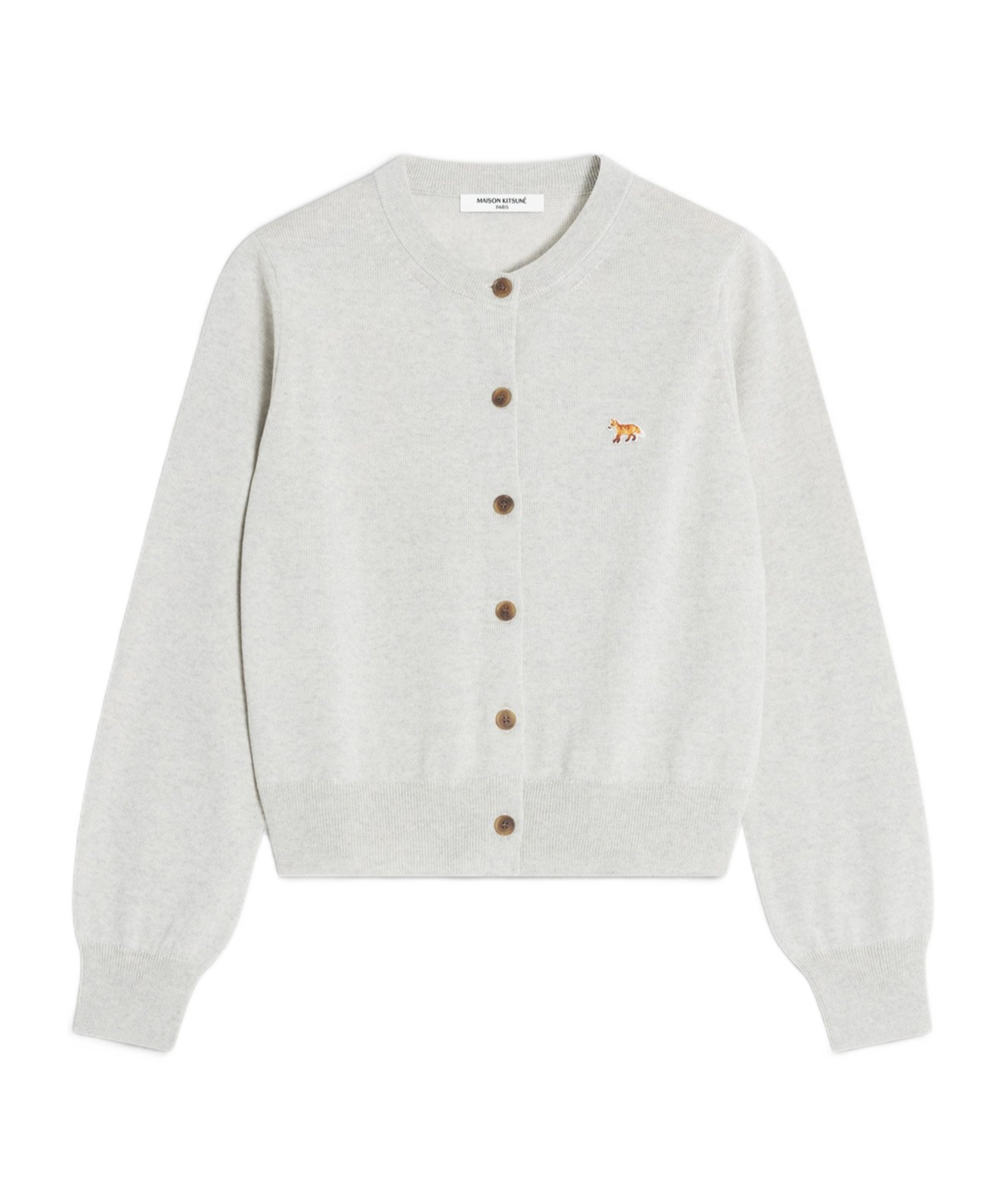 Maison Kitsuné Gray Bold Fox Head Cardigan In Gray