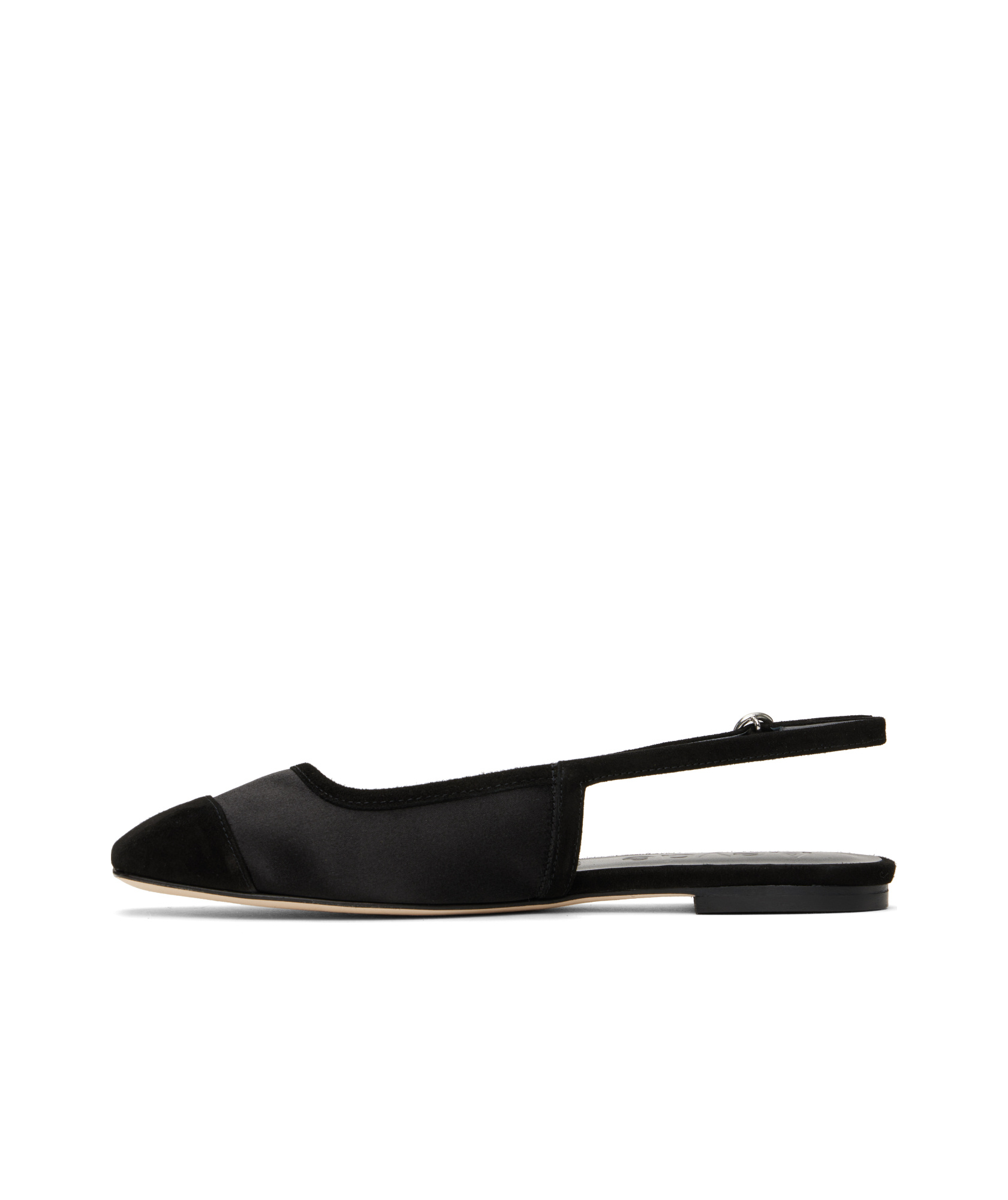 Aeyde Black Geraldine Satin Toe-cap Ballerina Flats
