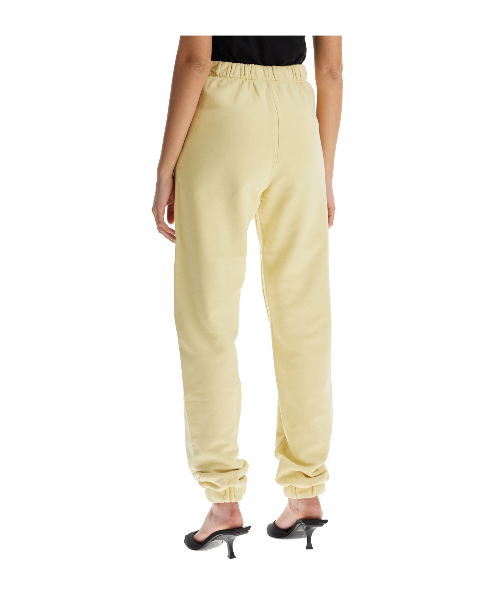 Attico High Waist Loose Yellow Cotton Pants In Nude