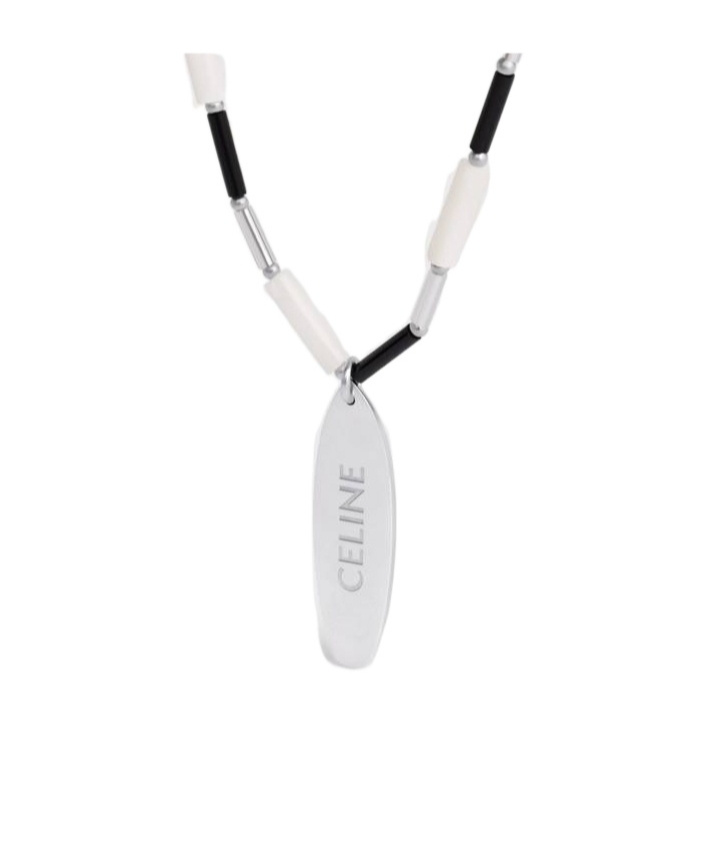 Celine Monochroms Surfing Necklace In White