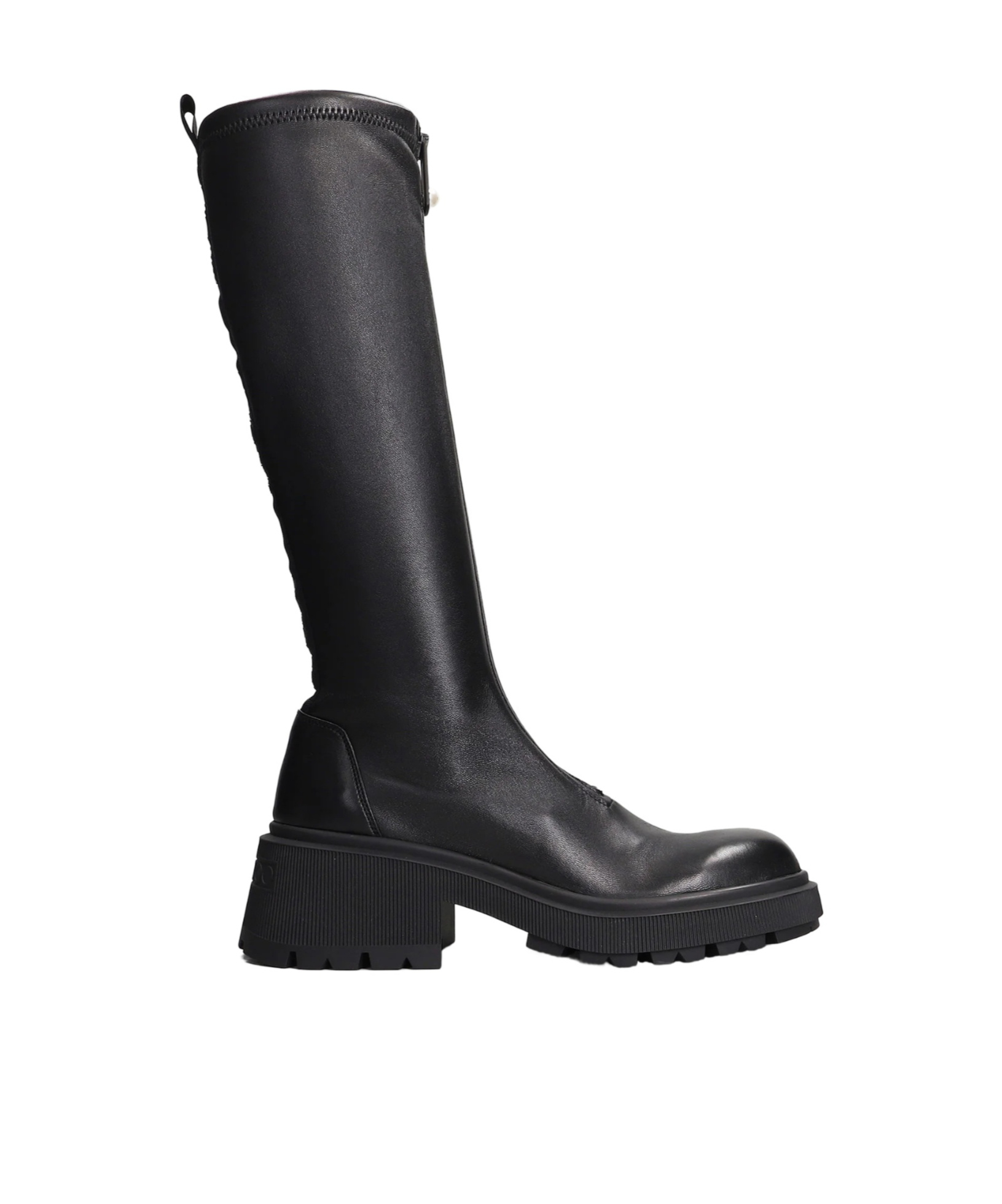 Jimmy Choo Lune Low Heels Boots In Black Leather In Black