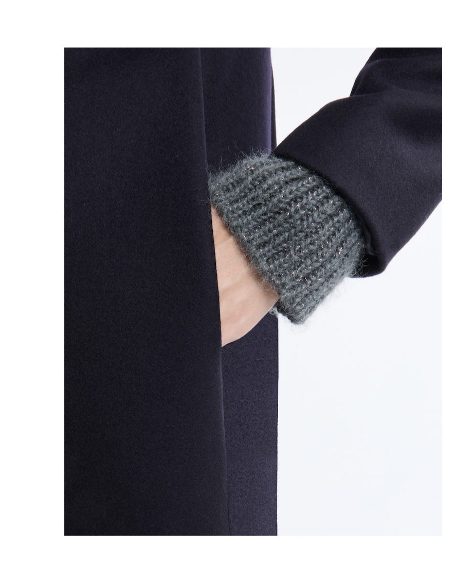 Fay Romantic Coat In Black In Soft Wool Blend Fabric In Blue