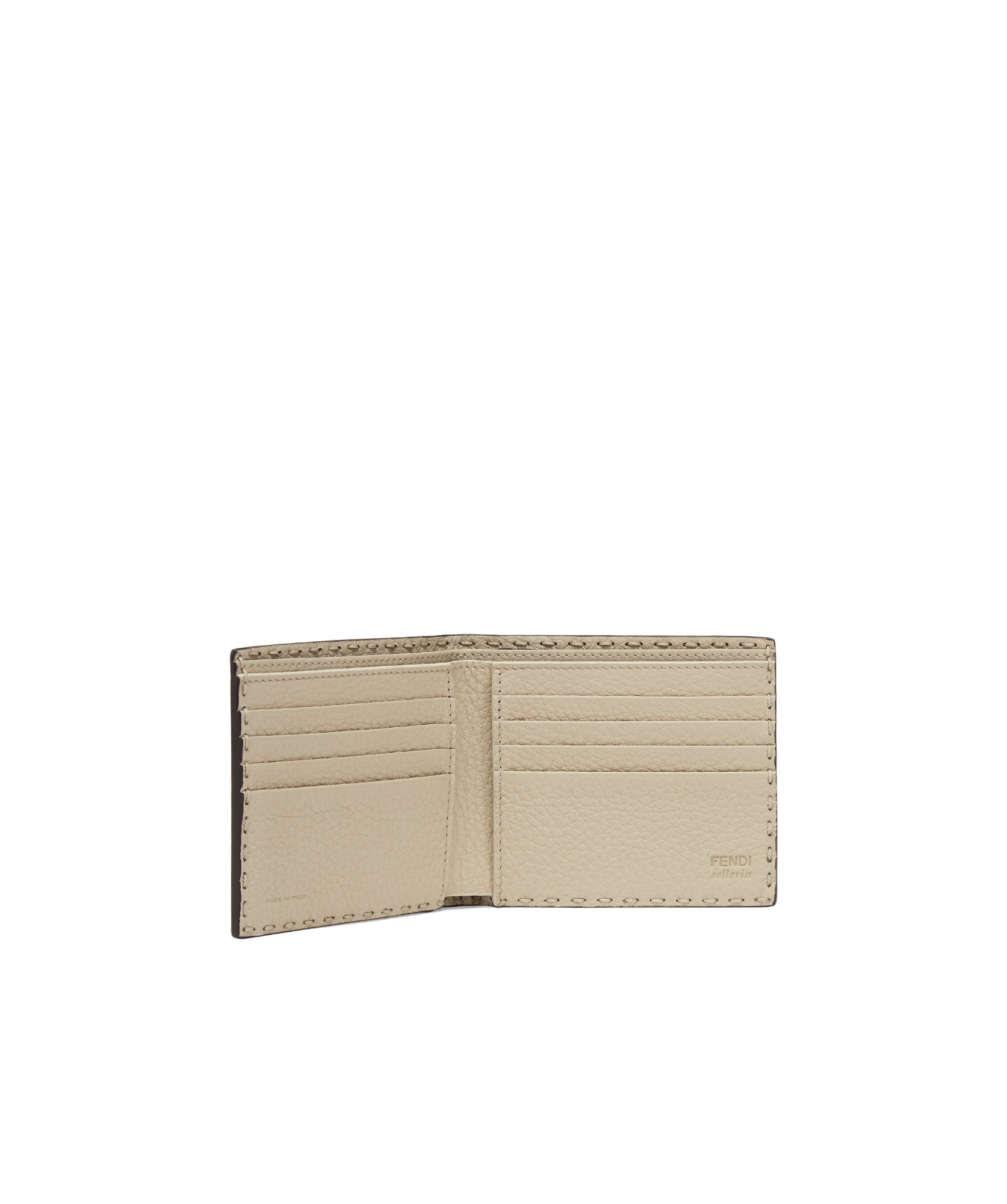 Fendi Exposed Stitching Leather Bifold Wallet In Black