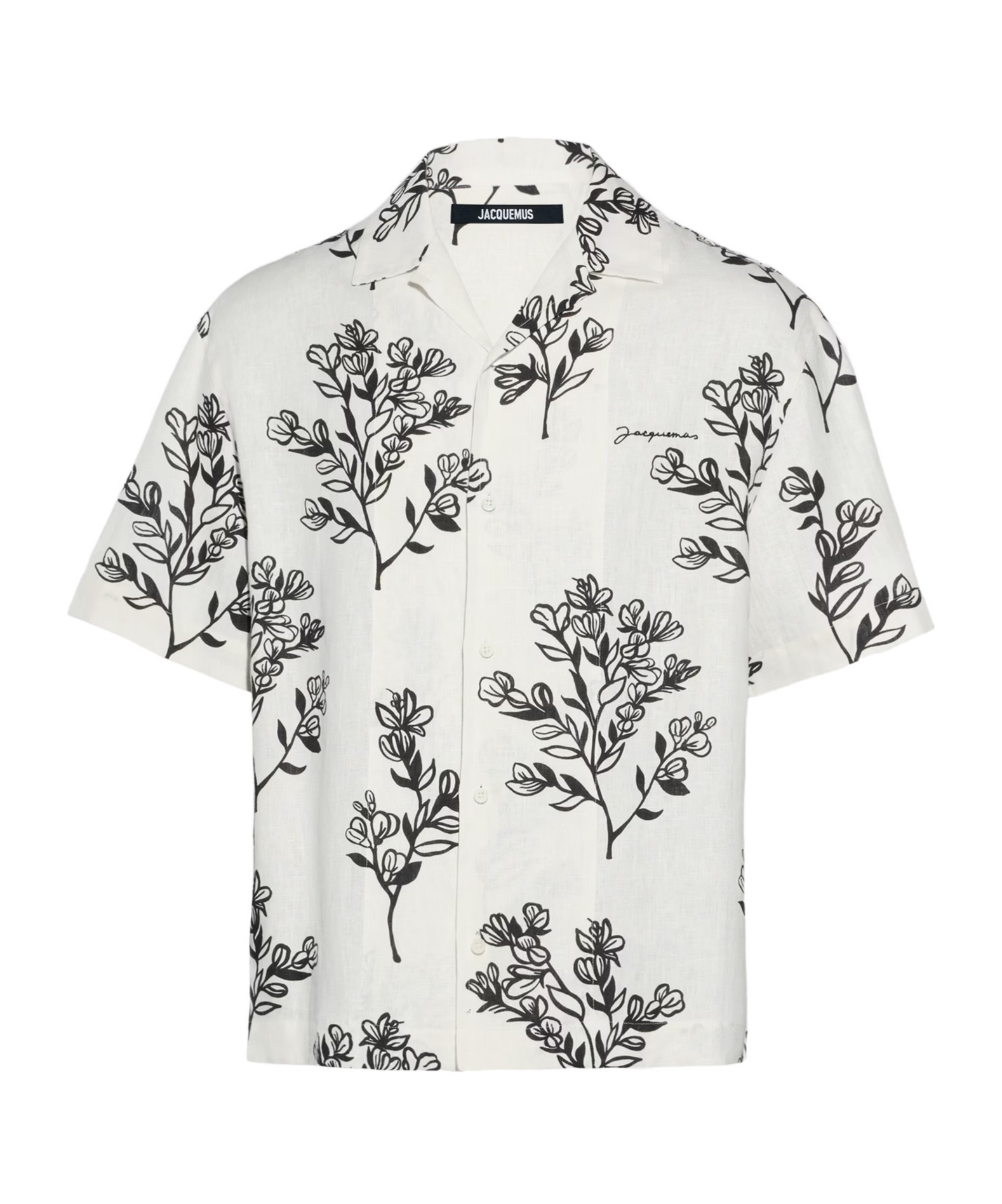 Shop Jacquemus Lapel Short-sleeved Shirt In White