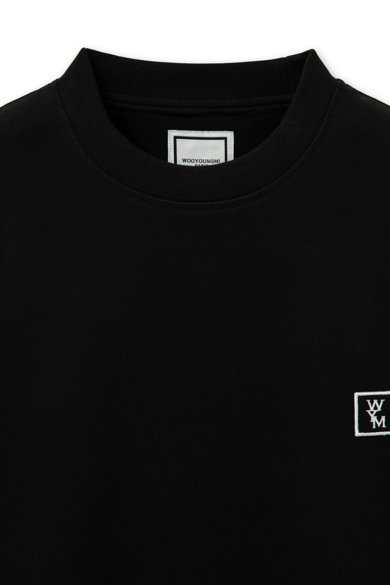Wooyoungmi Round-collar Long-sleeve Hoodie In Black