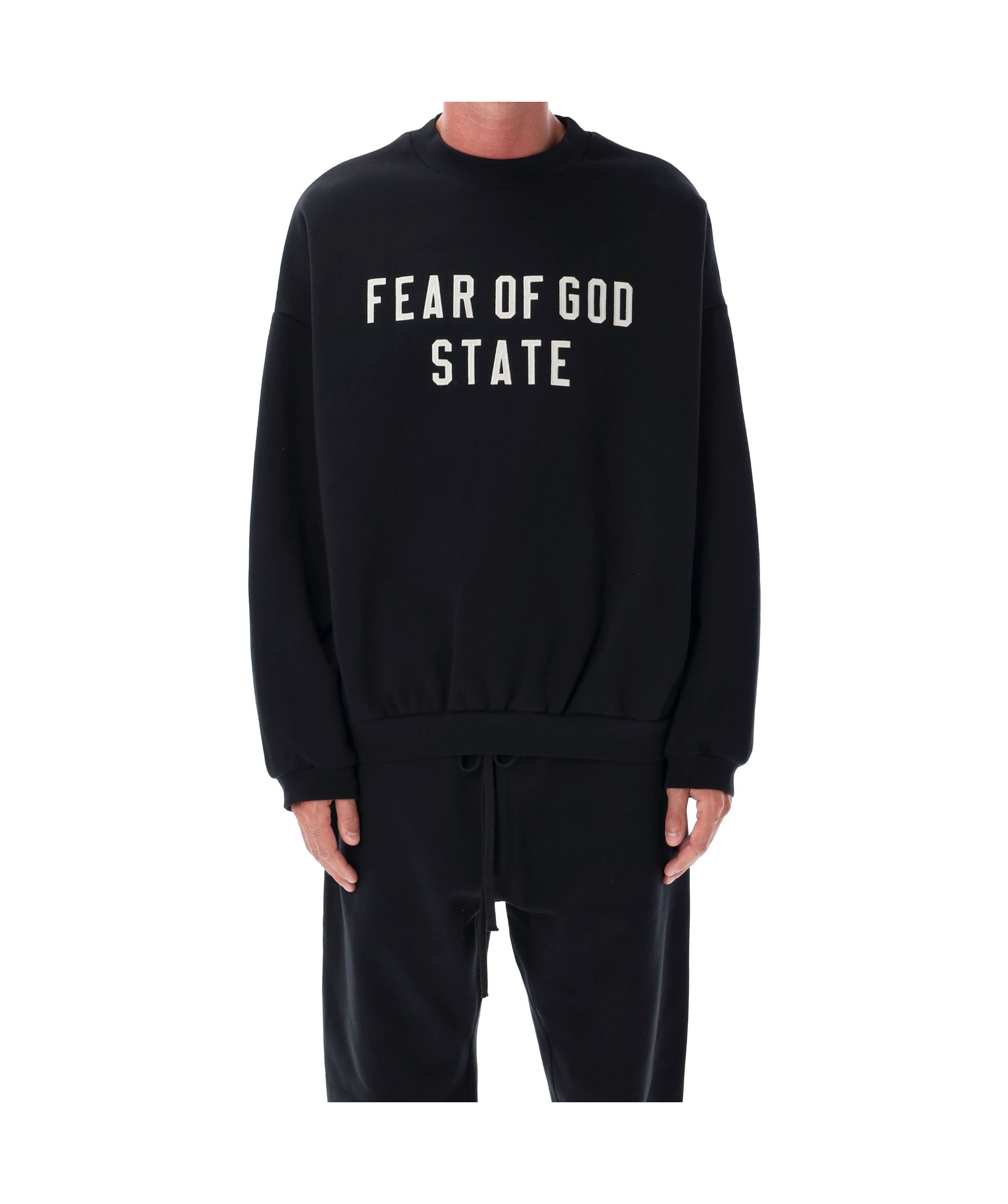 Essentials Fear Of God   Fear Of God 90's Fleece Crewneck Jet Black In Black