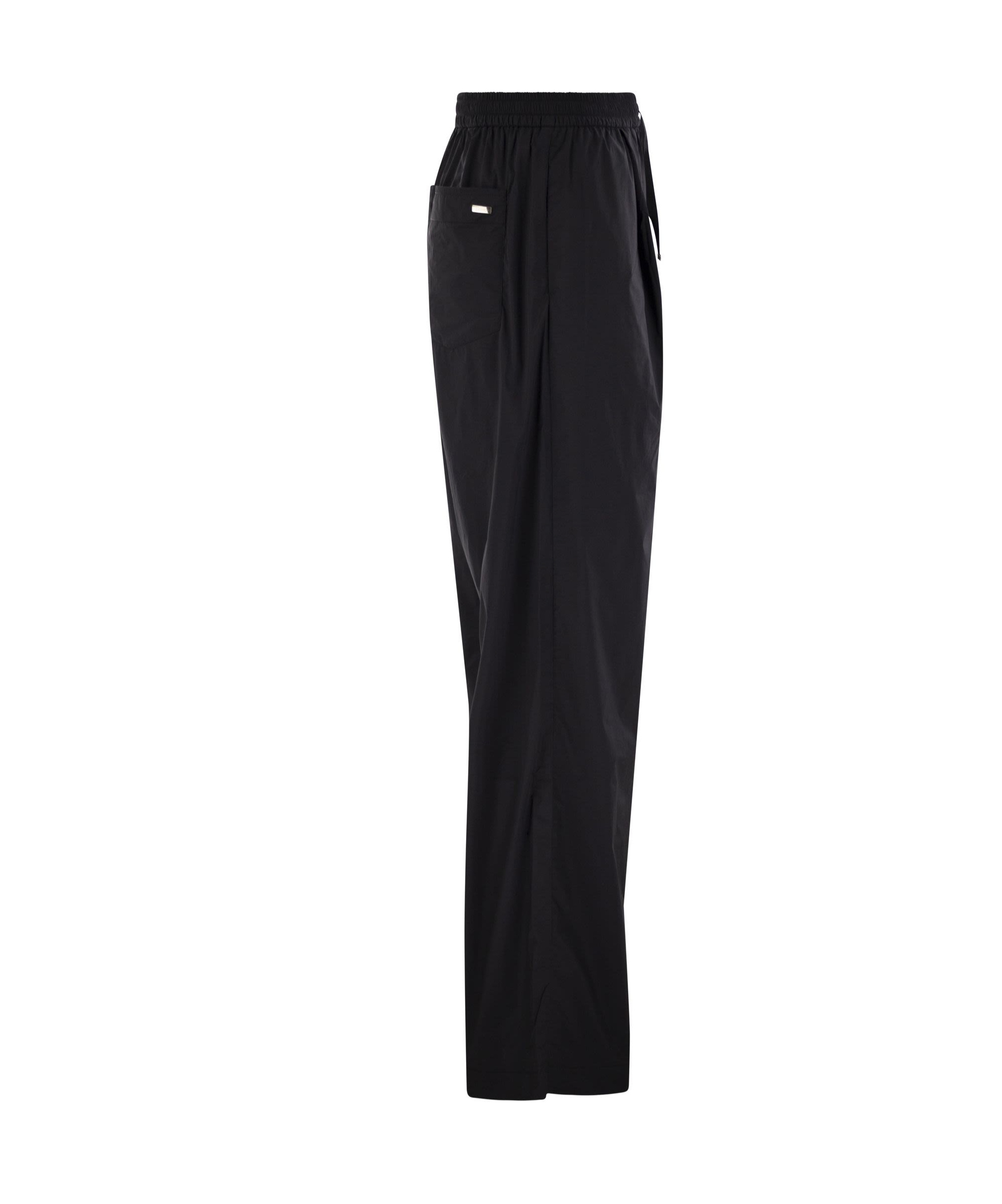 Herno Blue Pants With Elastic Drawstring Waist In Tech Fabric Woman In Black