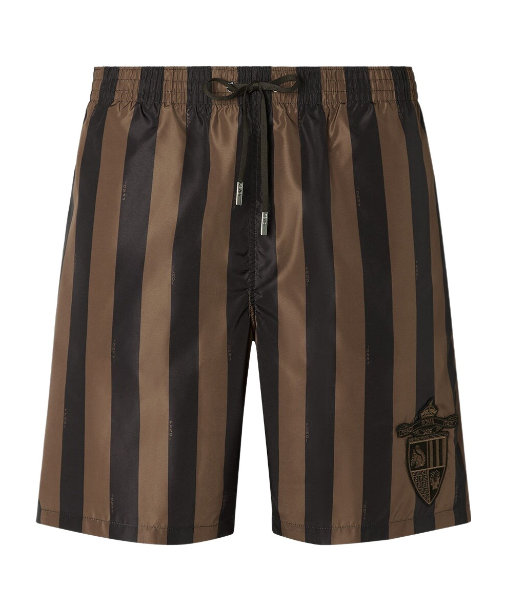 Fendi Printed Polyester Swimming Shorts In Brown