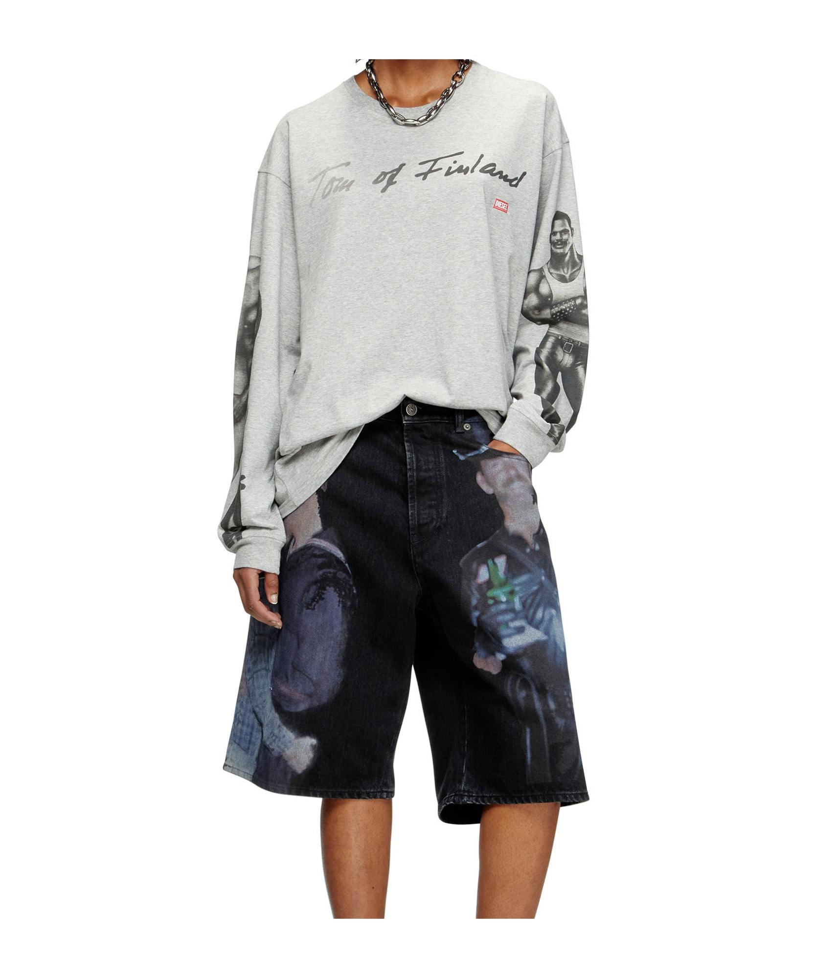 Diesel X Tom Of Finland Foundation Graphic-print T-shirt In Gray