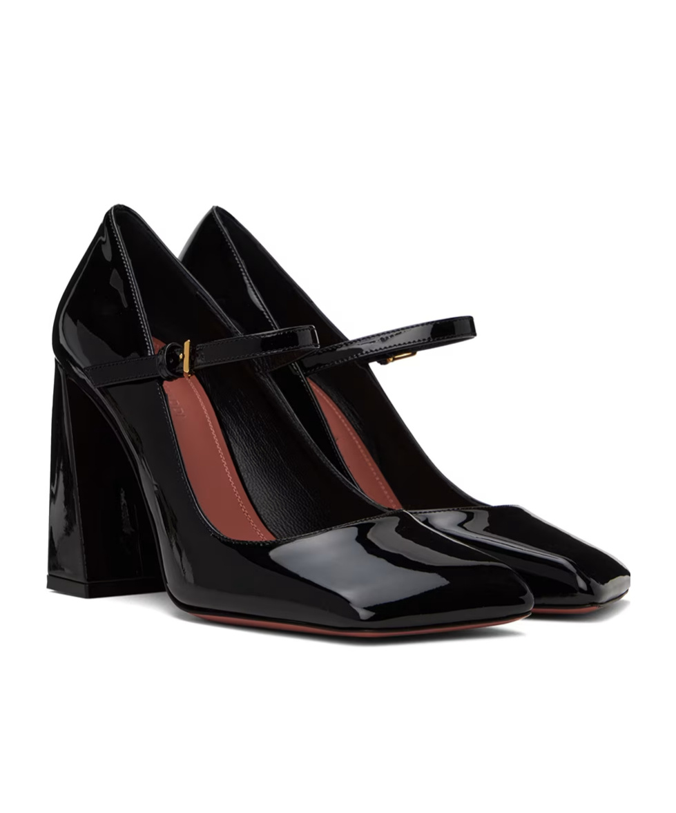 Amina Muaddi Charlotte 95 Patent Leather Mary Jane Pumps In Black