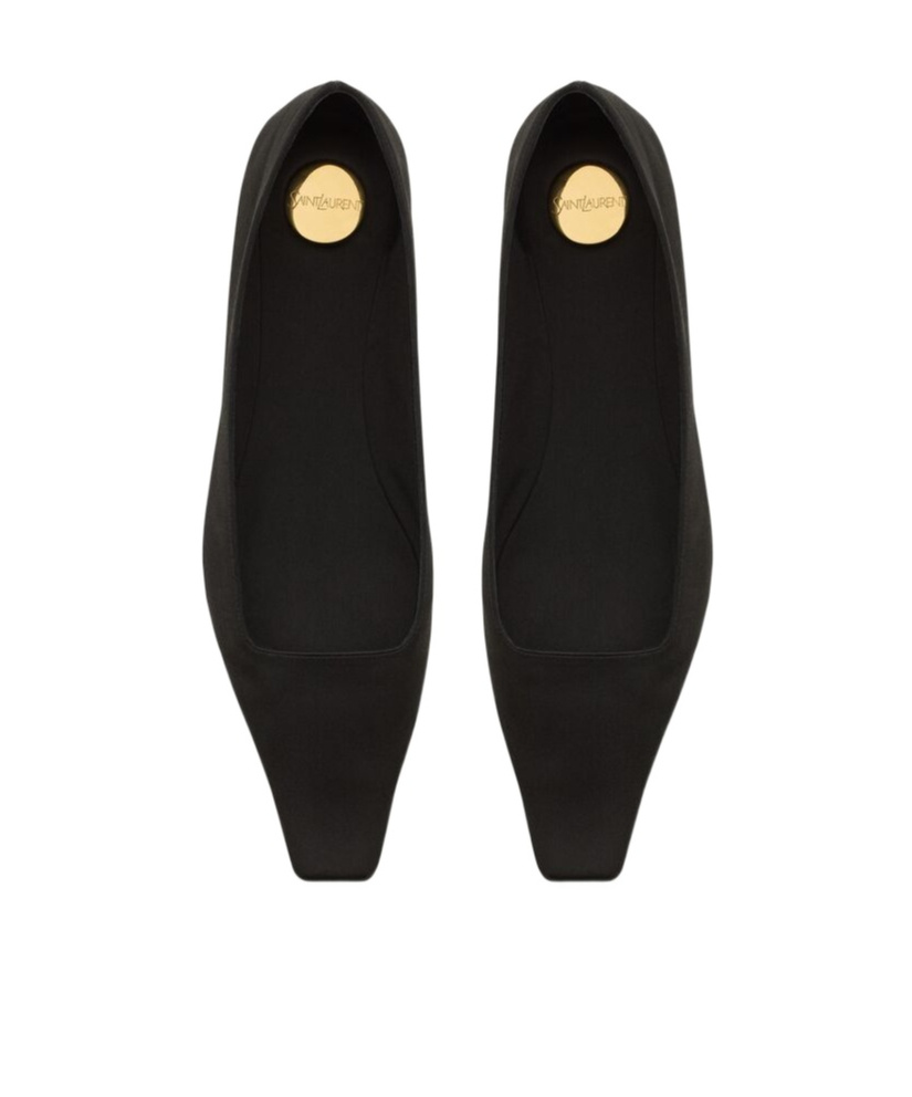 Saint Laurent Poppy Satin Ballets In Black