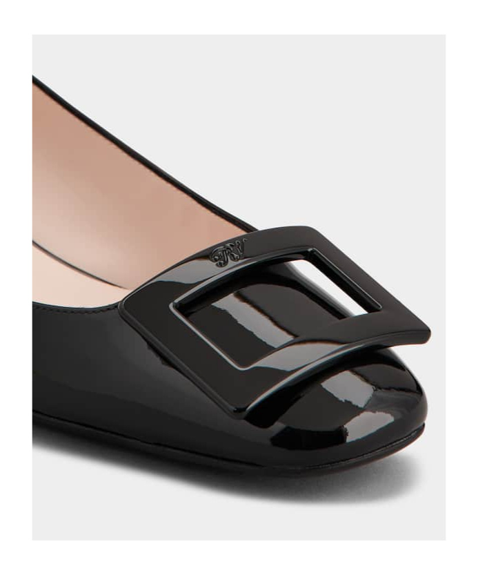 Roger Vivier Square Button Ballet Shoes In Black