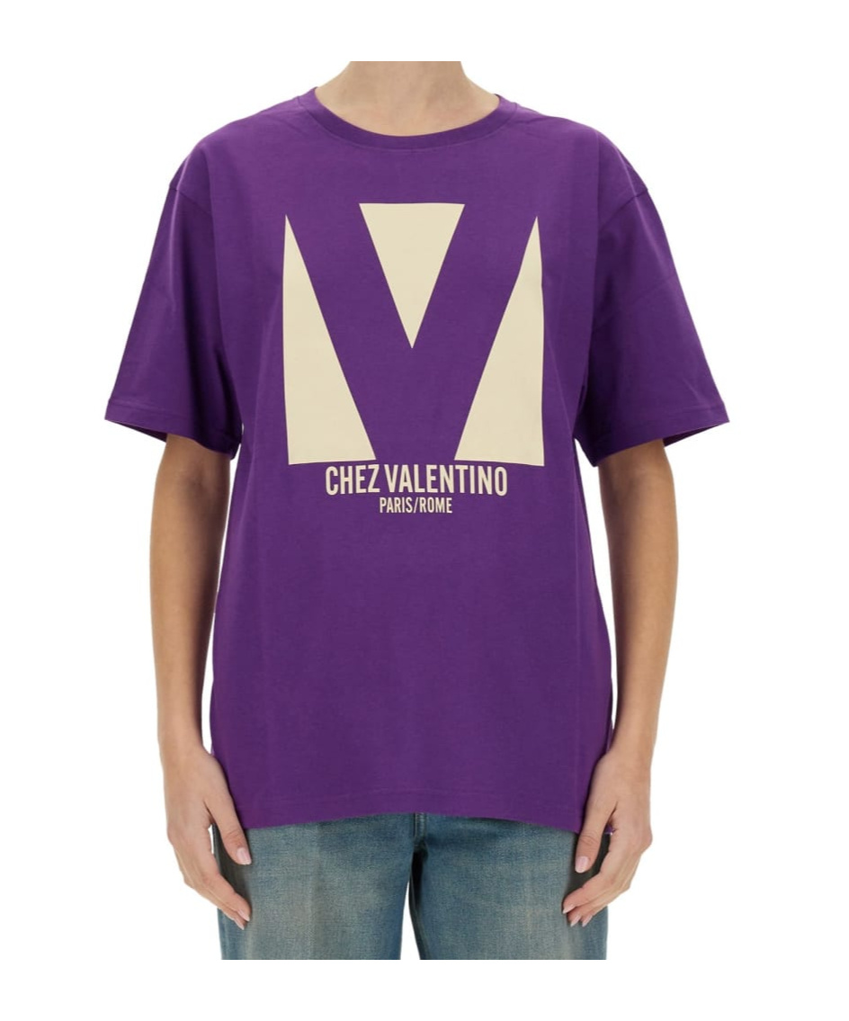 Shop Valentino Chez-print T-shirt In Purple