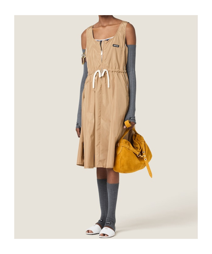 Miu Miu Mini Silk Dress Waist Drawstring