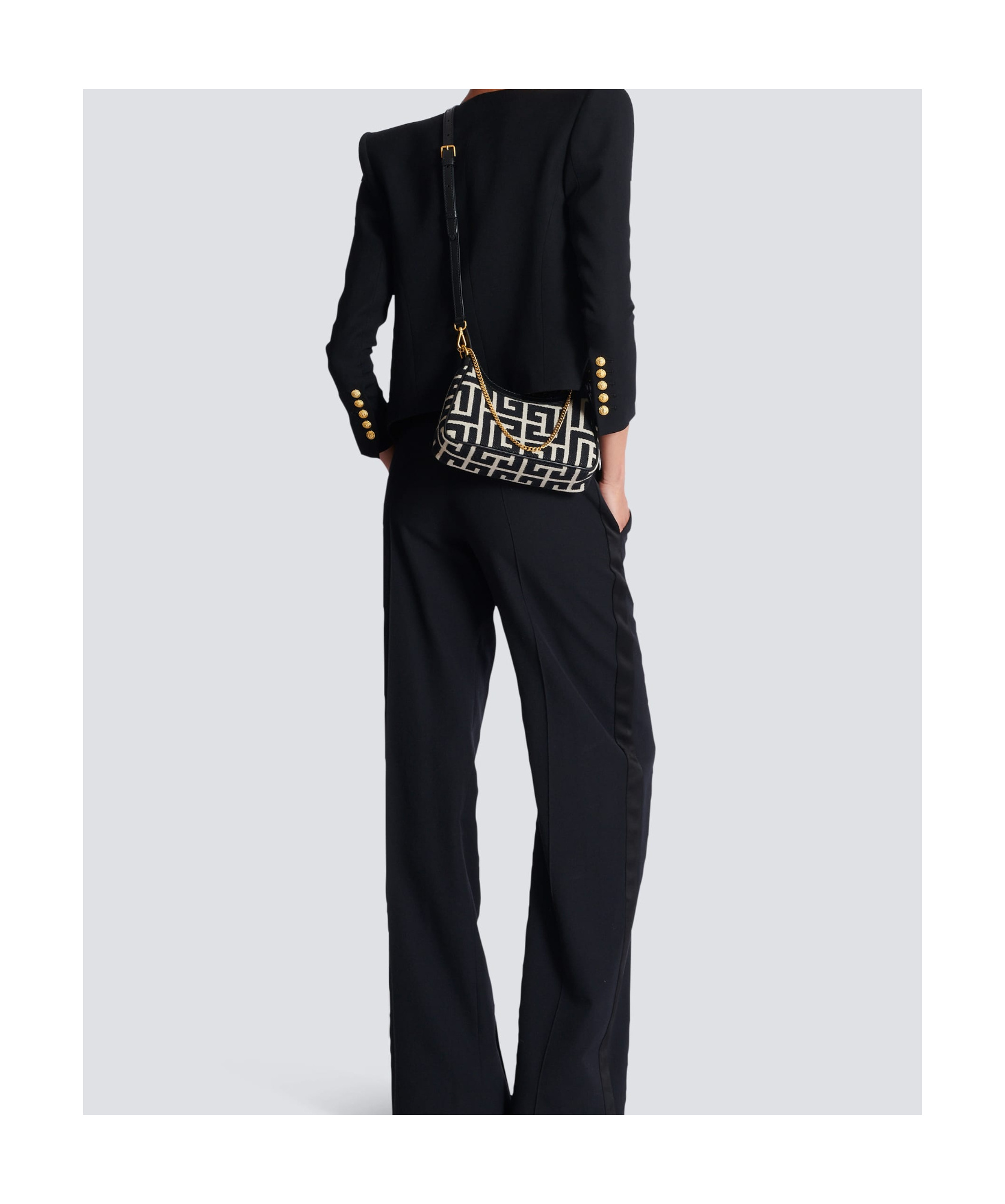 BALMAIN BALMAIN B-ARMY MONOGRAMMED SHOULDER BAG