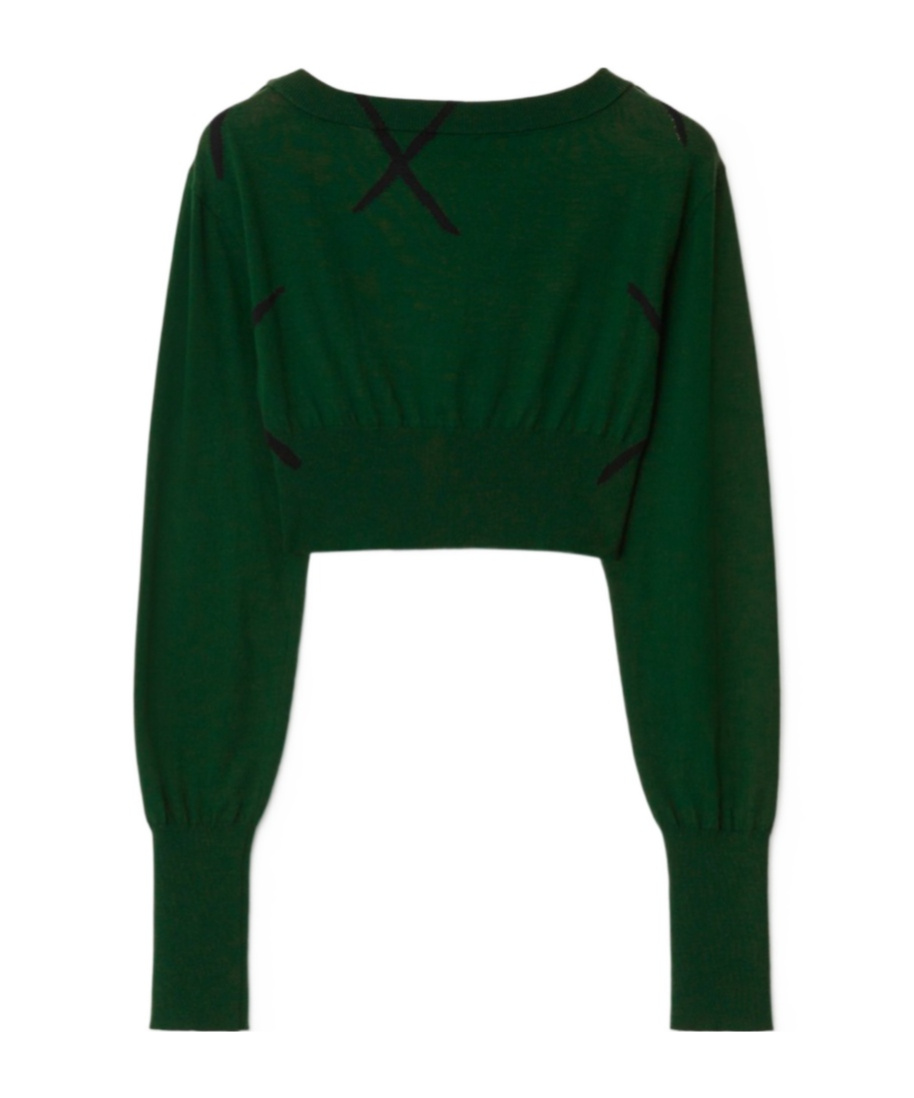Burberry Check Cotton Knit Long Sleeve Sweater In Black