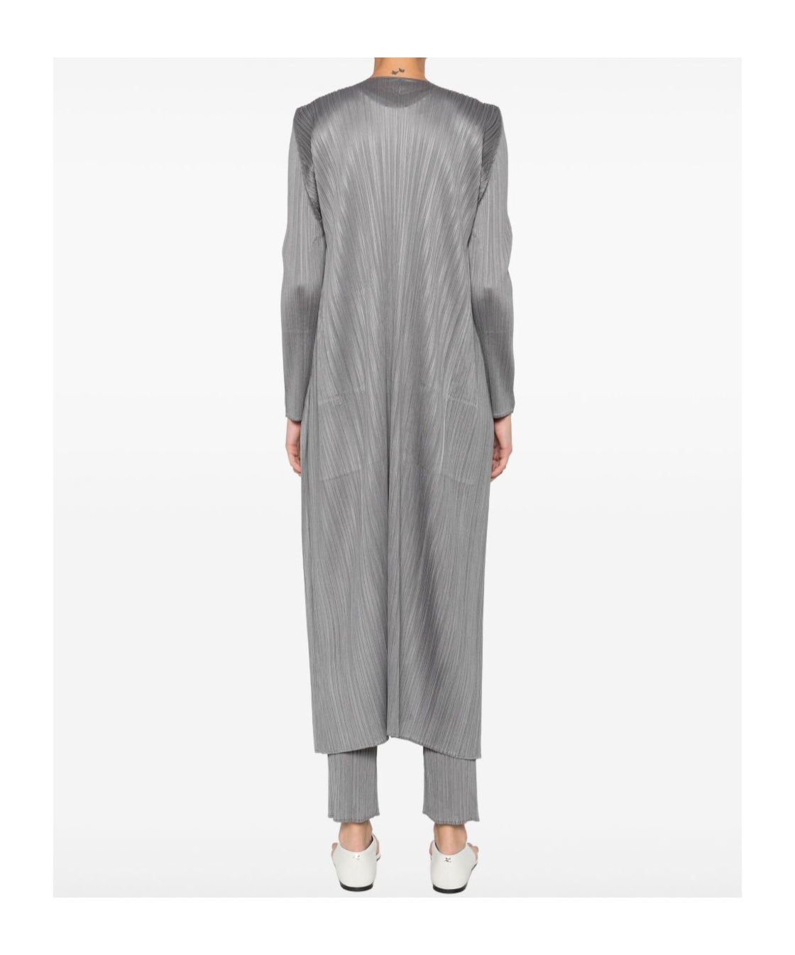 Issey Miyake Long Knitted Cardigan In Gray
