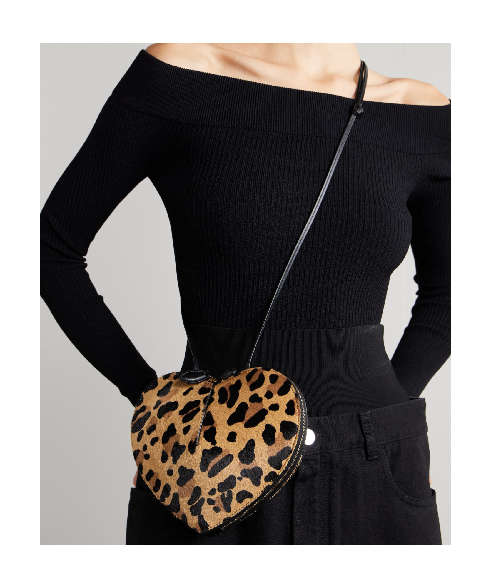 Alaïa Le Coeur Leopard-print Leather-trimmed Calf Hair Shoulder Bag In Multicolor