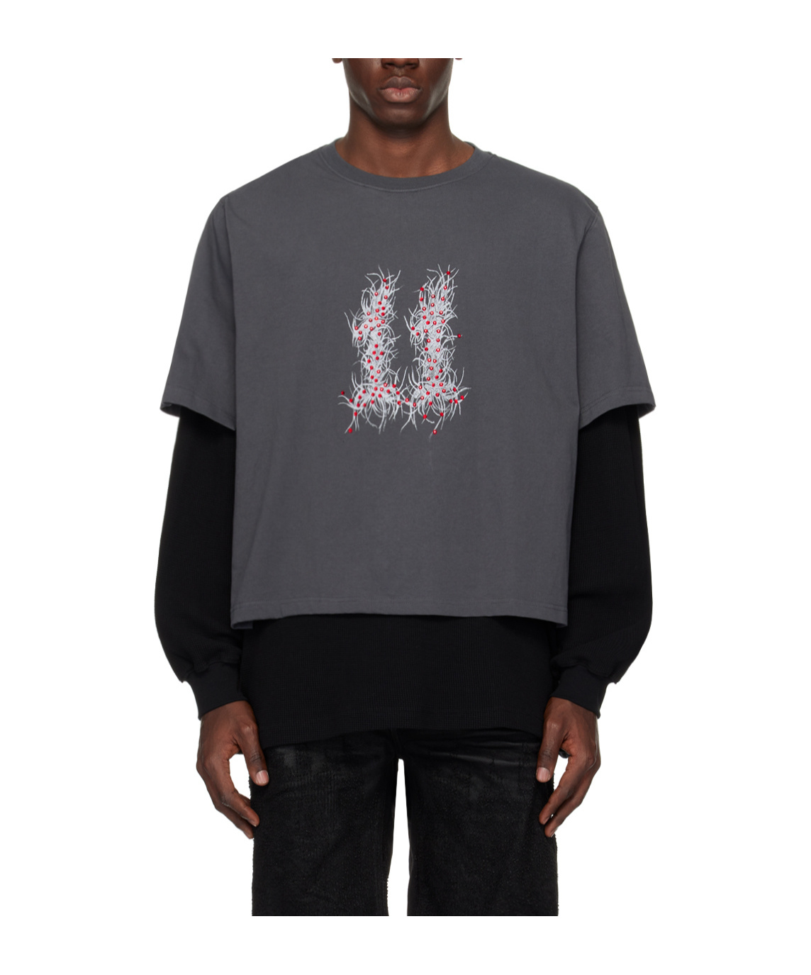 We11 Done Laminated Long-sleeved T-shirt In Black