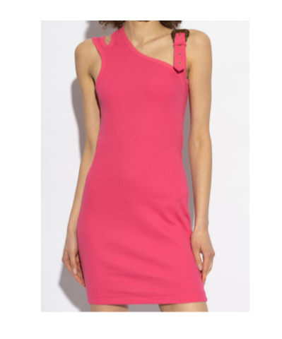 Shop Versace Jeans Ribbed Mini Dress In Red