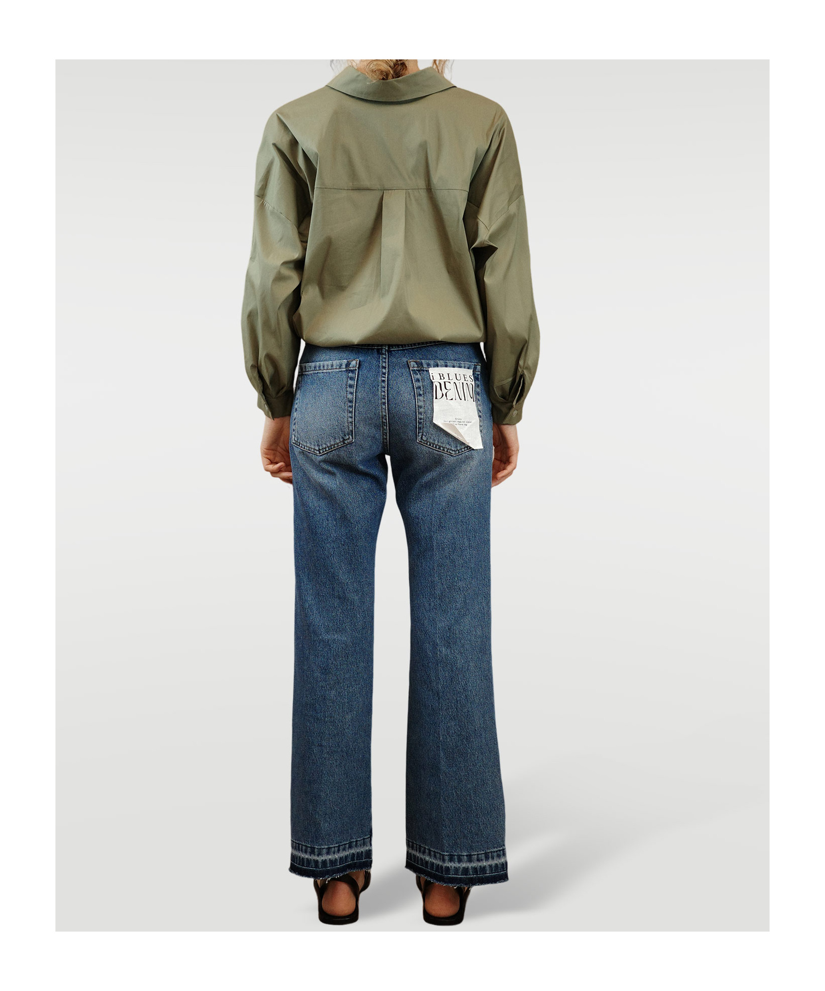 Iblues Button-down Pleated Shirt In Green