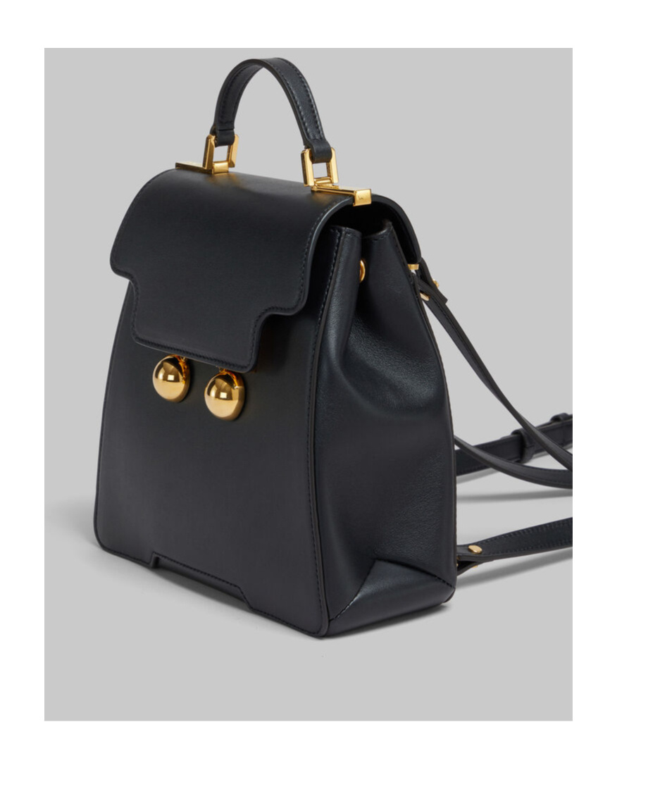 MARNI BLACK LEATHER TRUNKAROO BACKPACK