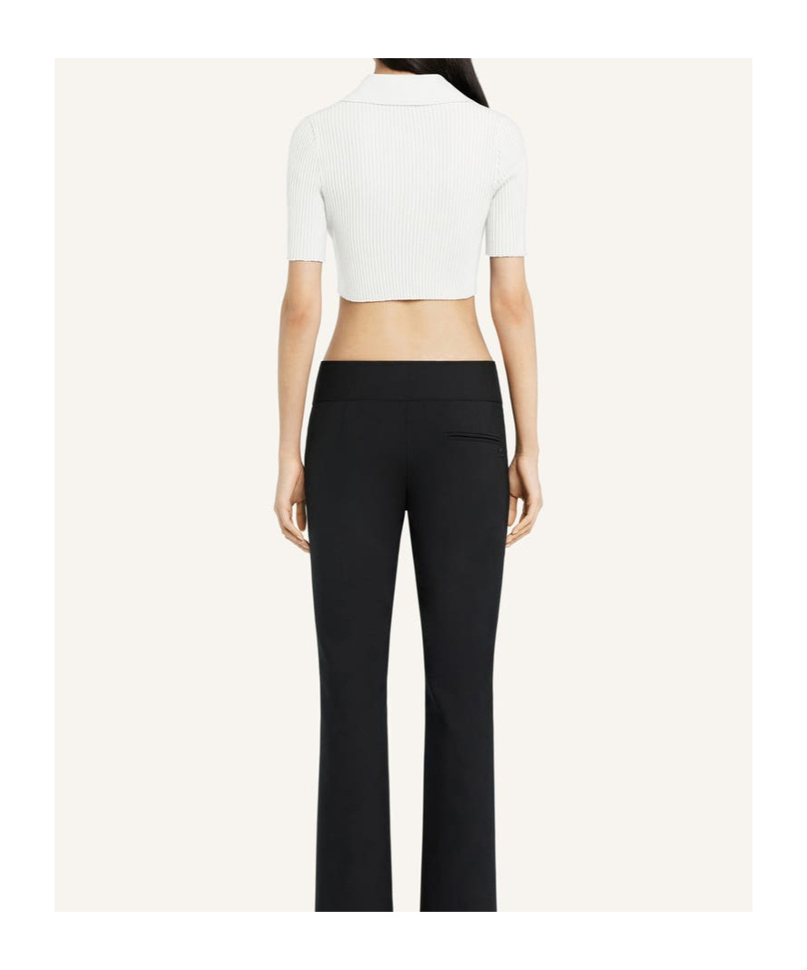 Courrèges Knitted Cropped Polo Top In White