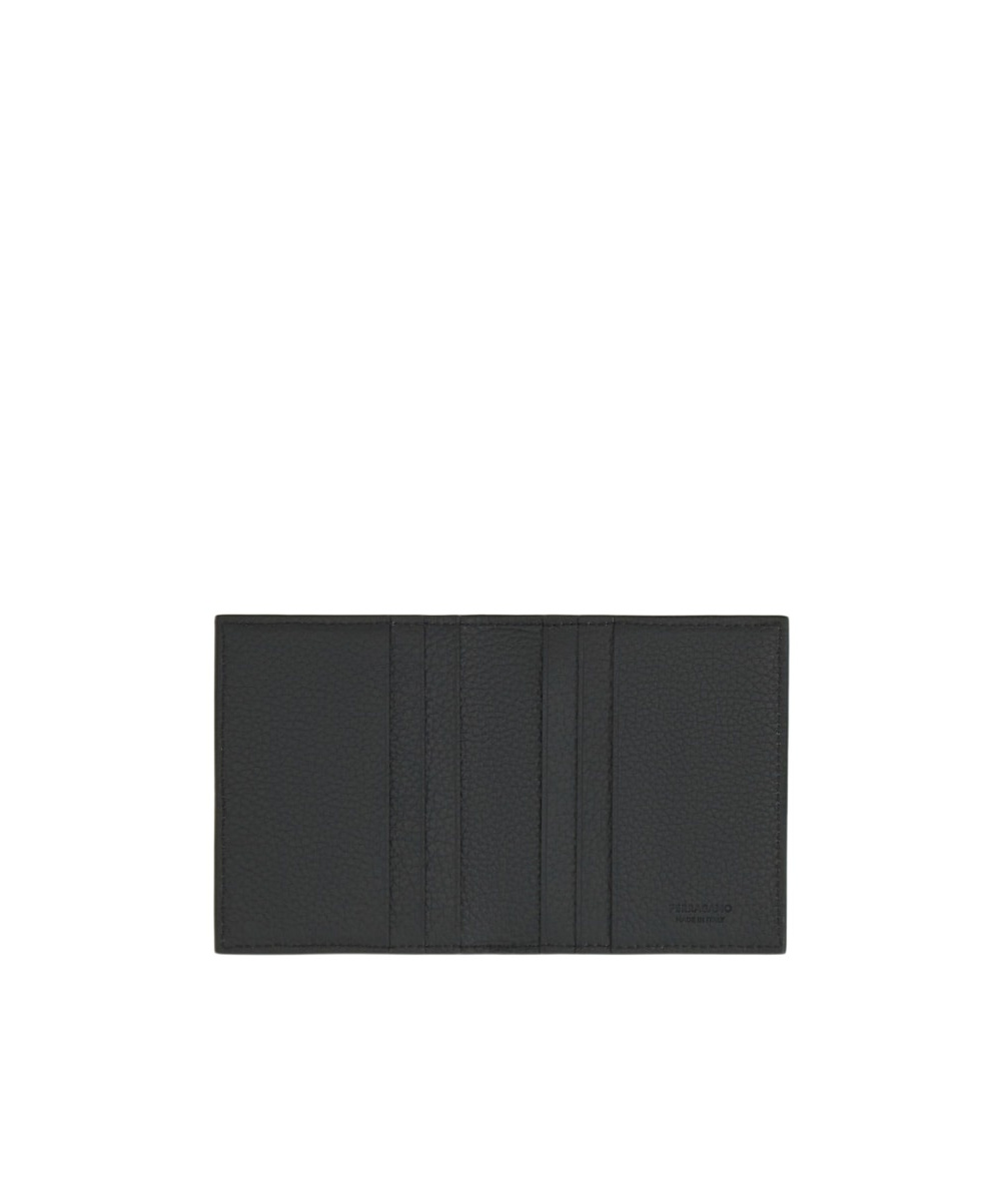 Shop Ferragamo Monogram Credit Card Holder In Black
