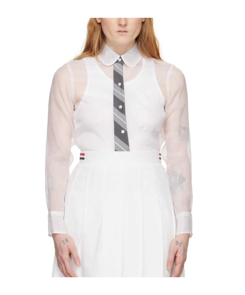 Thom Browne Organza Silk Shirt In White