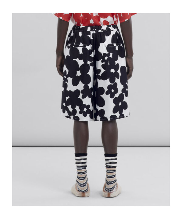 Marni Trousers Floral Print In Black